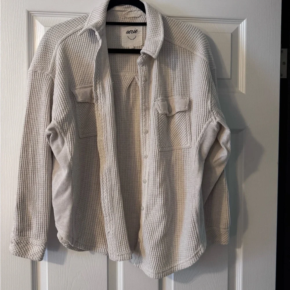 Aerie Cream Waffle Knit Top - Picture 1 of 4